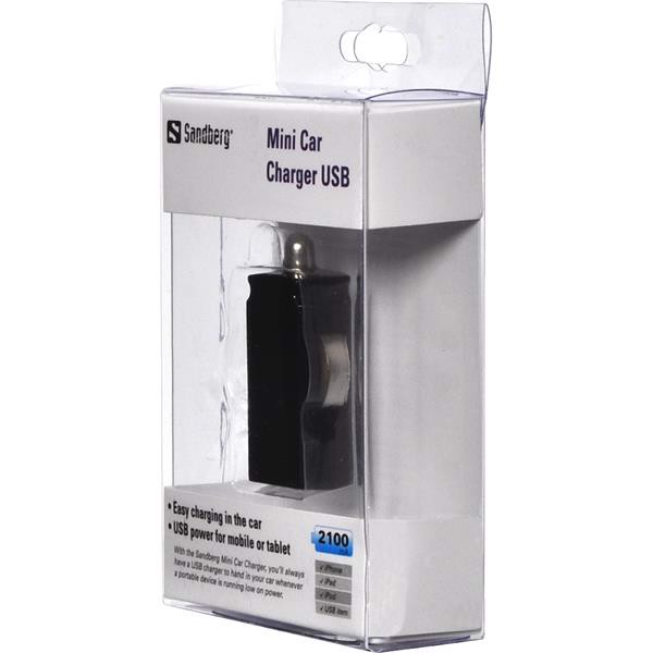 Sandberg iPad iPhone bil oplader USB 2.1A